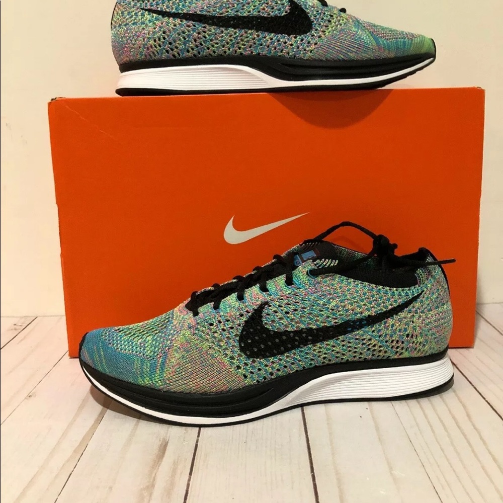🔴SOLD🔴Nike Flyknit Racer Multi Color 2.0 Rainbow - Picture 6 of 8